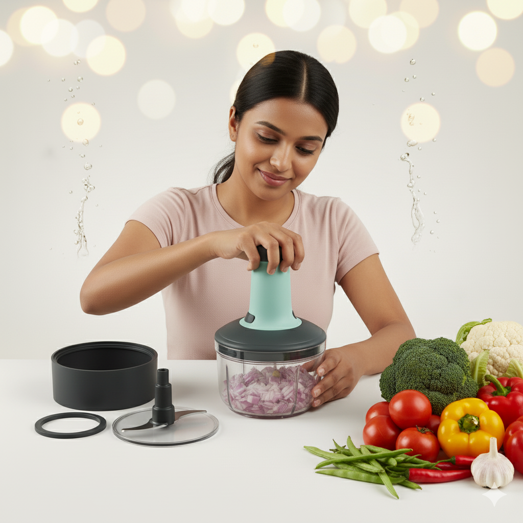 Hand Press Vegetable Chopper™ – Manual Onion, Garlic & Veggie Cutter